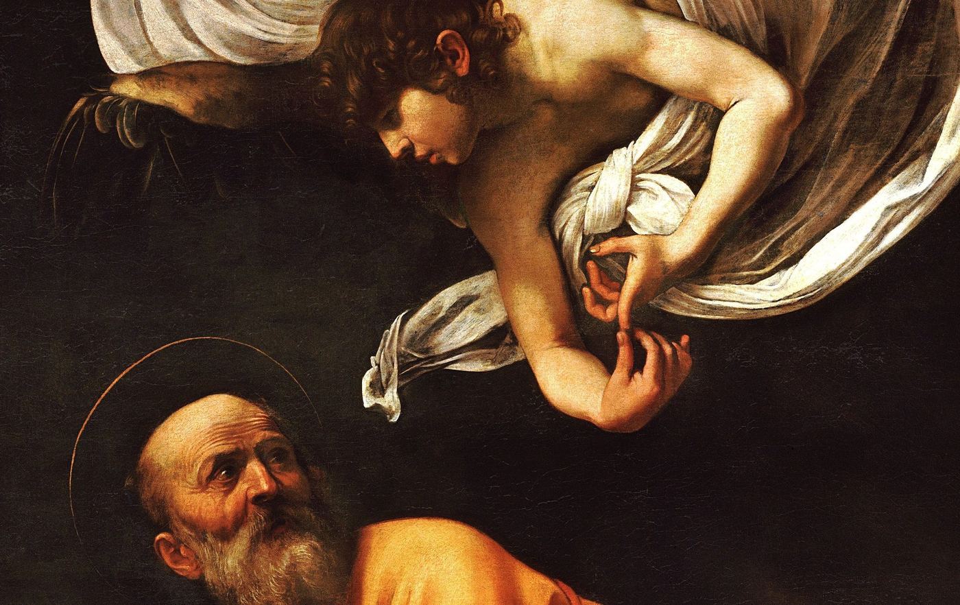 The Inspiration of Saint Matthew — the angel counts down the genealogical line of Christ