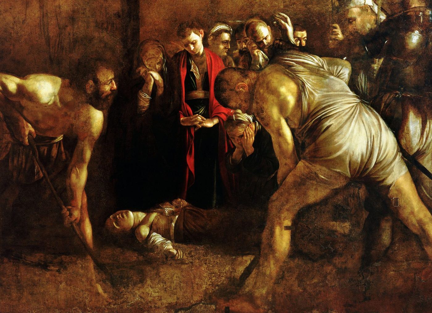 The Burial of Saint Lucy — the body at the base of the wall