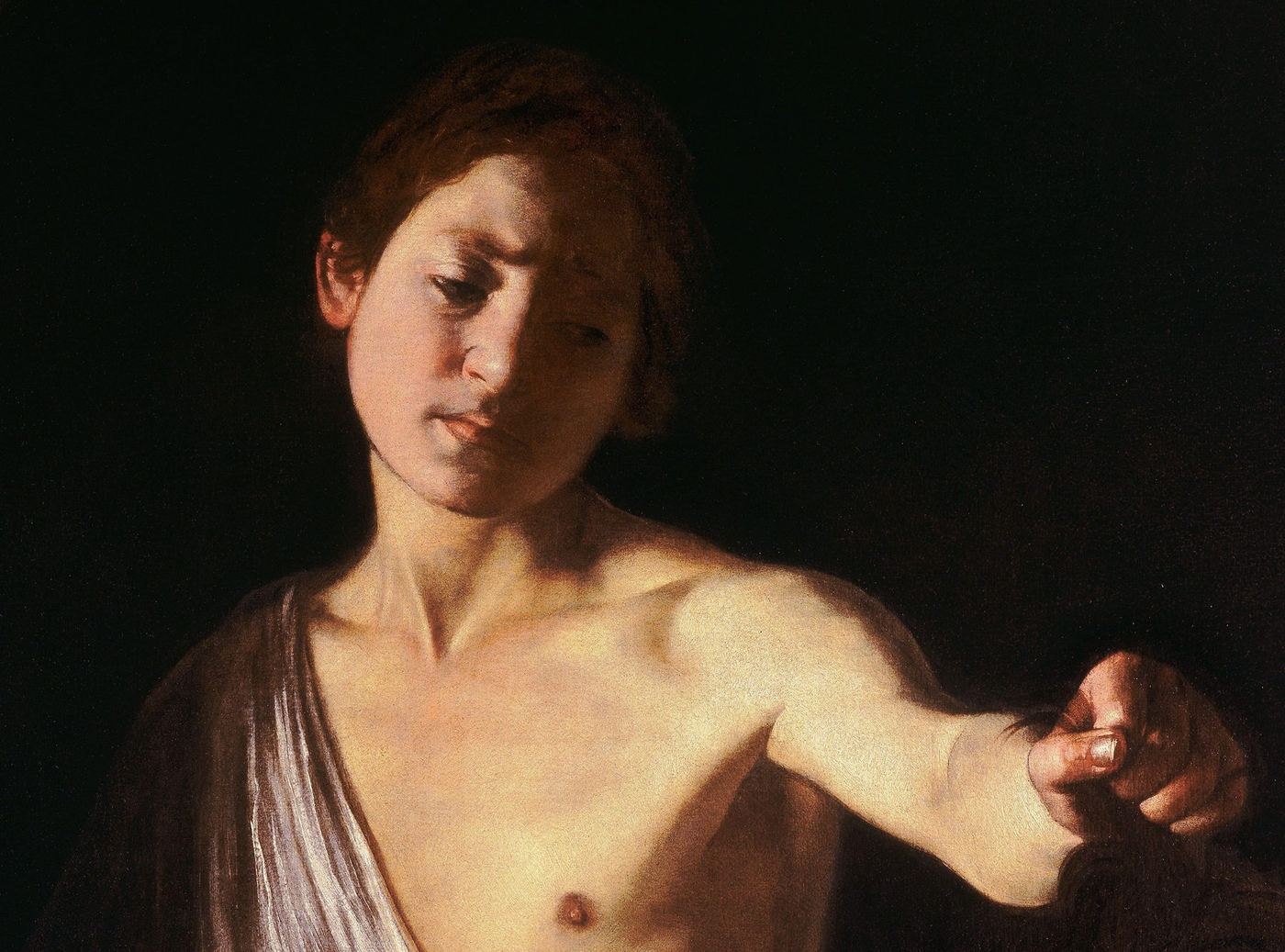 David with the Head of Goliath — David’s face