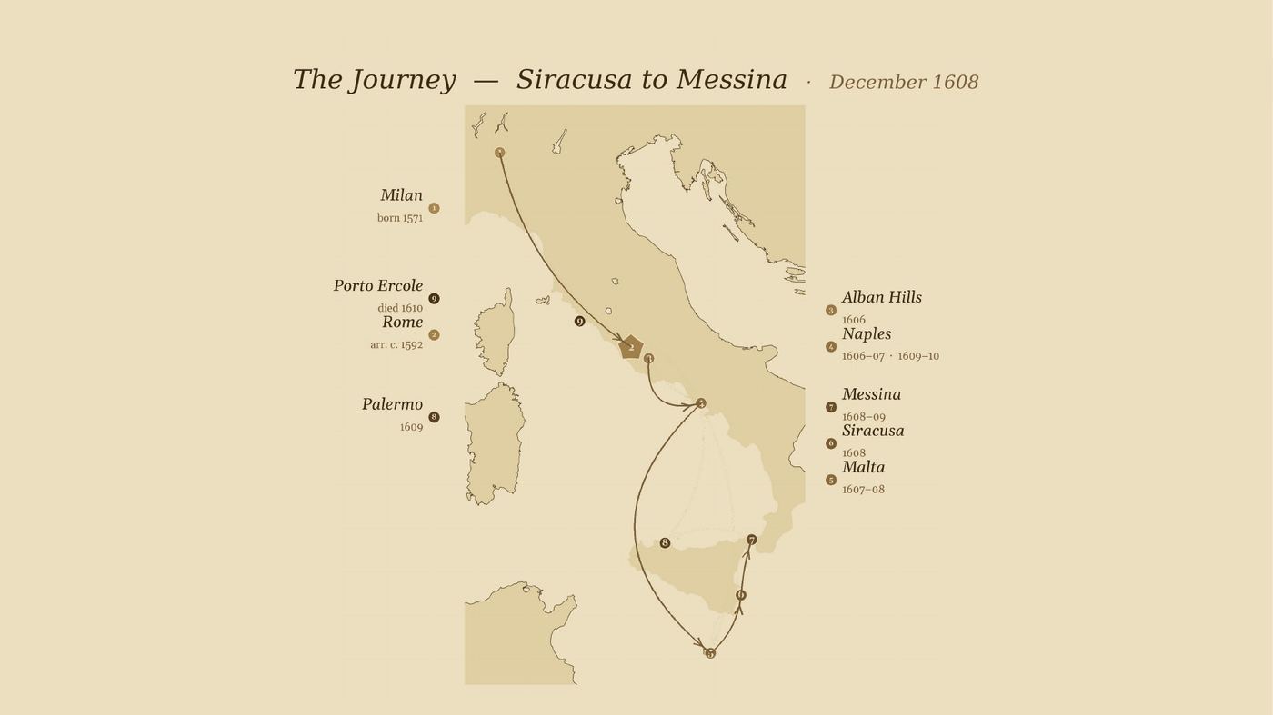 The Journey — Siracusa to Messina, December 1608